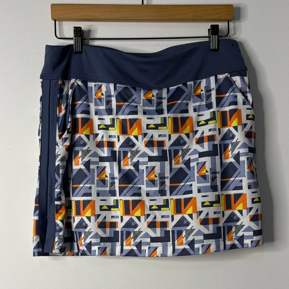 Geometric Patterned Skort - Blue and Orange